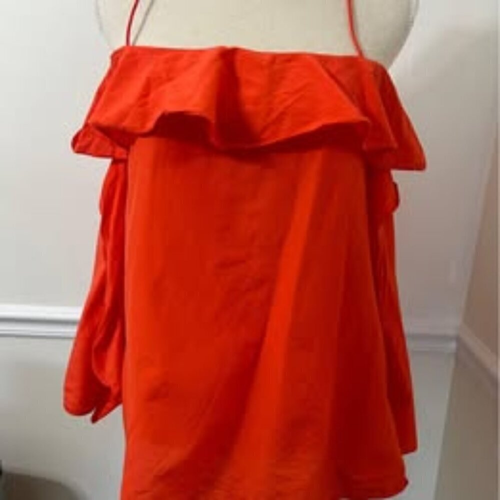 COS Red Ruffle Strapless Wedding Dress